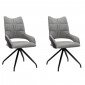 Lot de 2 chaises rotatives en tissu gris clair et pieds métal - MELOW|Chaise|Meuble et moi