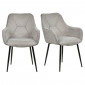 Lot de 2 chaises avec accoudoirs tissu gris clair pieds métal - THEO|Chaise|Meuble et moi