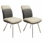 Lot de 2 chaises en tissu doux beige et chiné gris pieds métal - DAISY|Chaise|Meuble et moi