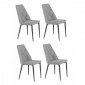 Lot de 4 chaises tissu gris chiné capitonné et pieds métal - RITA|Chaise|Meuble et moi