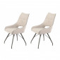 Lot de 2 chaises tissu beige et pieds métal - ANAÏS|Chaise|Meuble et moi