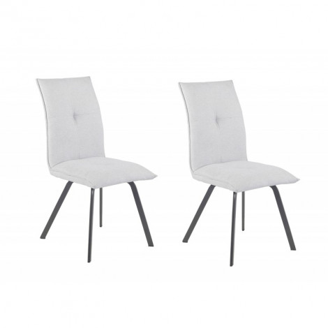 Lot de 2 chaises en tissu gris clair avec piètement en métal - ARIA|Chaise|Meuble et moi