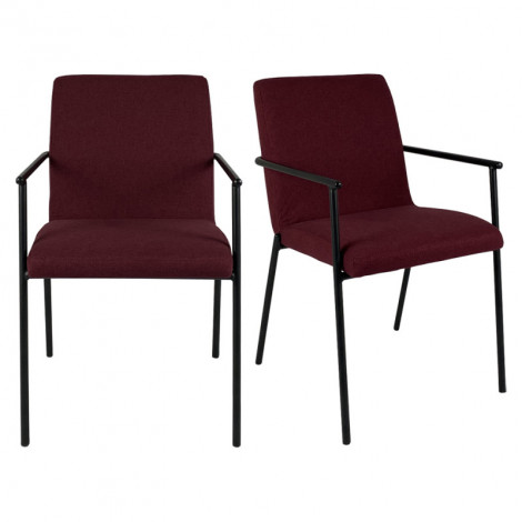 Lot de 2 chaises en tissu rouge accoudoirs pieds métal - OFFICE 1661|Chaise|Meuble et moi