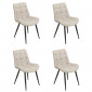 Lot de 4 chaises en tissu beige avec pieds en métal noir - JAELLE|Chaise|Meuble et moi