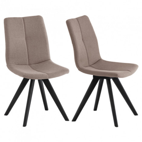 Lot de 2 chaises tissu beige et piètement en chêne massif noir - MISU|Chaise|Meuble et moi