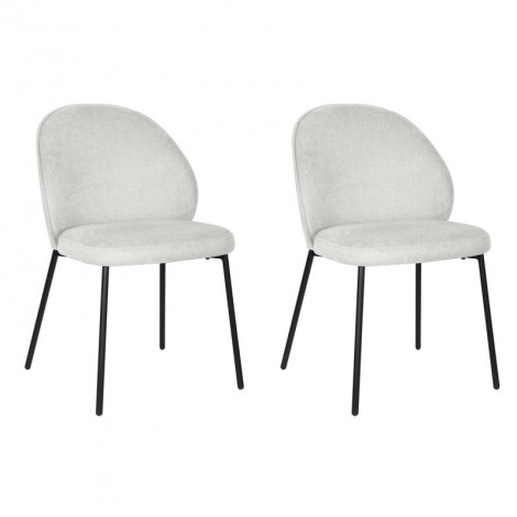 Lot de 2 chaises en tissu écru pieds minimalistes métal noir - BLAIR|Chaise|Meuble et moi