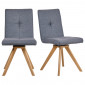 Lot 2 chaises rotatives 180° tissu chiné bleu et chêne massif - MAKI|Chaise|Meuble et moi