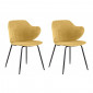 Lot de 2 chaises design en tissu jaune chiné pieds métal noir - VAN|Chaise|Meuble et moi