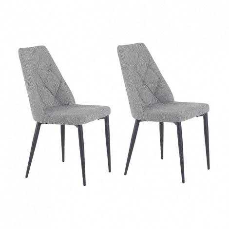 Lot de 2 chaises en tissu gris et pieds métal noir - RITA|Chaise|Meuble et moi