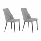 Lot de 2 chaises en tissu gris et pieds métal noir - RITA|Chaise|Meuble et moi