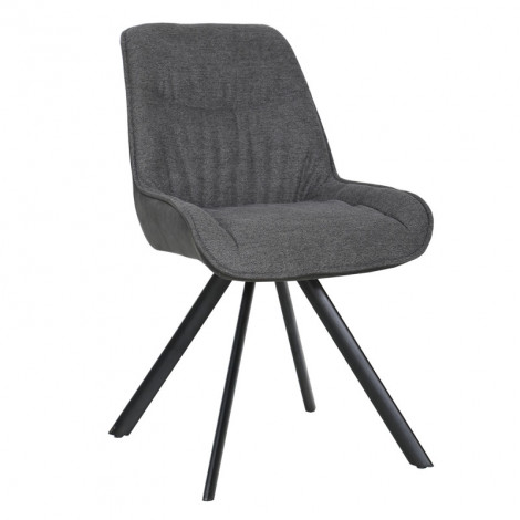 Chaise pivotante 180° tissu gris anthracite pieds métal noir - JADEN|Chaise|Meuble et moi