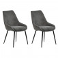 Lot de 2 chaises tissu gris anthracite pieds fins métal noir - JAZZY 2|Chaise|Meuble et moi