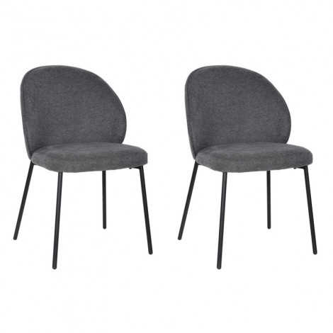 Lot de 2 chaises tissu gris anthracite pieds fins métal noir - BLAIR|Chaise|Meuble et moi