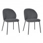 Lot de 2 chaises tissu gris anthracite pieds fins métal noir - BLAIR|Chaise|Meuble et moi