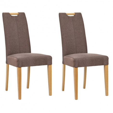 Lot de 2 chaises en tissu marron chiné et pieds chêne massif - FABIA|Chaise|Meuble et moi