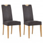 Lot de 2 chaises en microfibre gris foncé pieds chêne massif - FABIA|Chaise|Meuble et moi