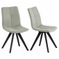 Lot de 2 chaises tissu vert et piètement en chêne massif noir - MISU|Chaise|Meuble et moi