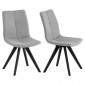 Lot 2 chaises tissu gris clair et piètement chêne massif noir - MISU|Chaise|Meuble et moi