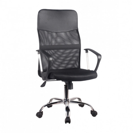 Fauteuil de bureau en mesh noir et métal chromé avec roulettes - SOFT|Chaise|Meuble et moi