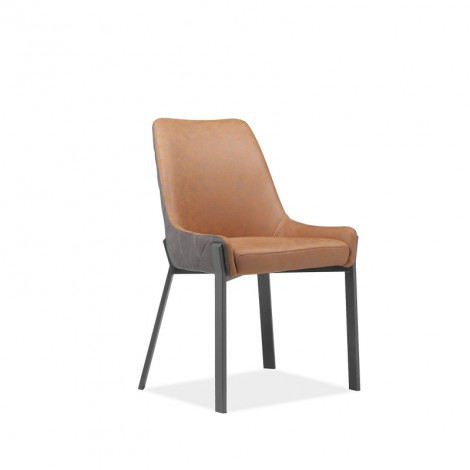 Chaise en tissu suédine capitonné marron et brun pieds métal - CERAMIK|Chaise|Meuble et moi