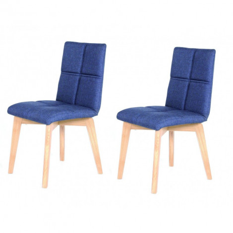 Lot 2 chaises scandinave tissu BLEU JEAN INDIGO - LEA|Chaise|Meuble et moi