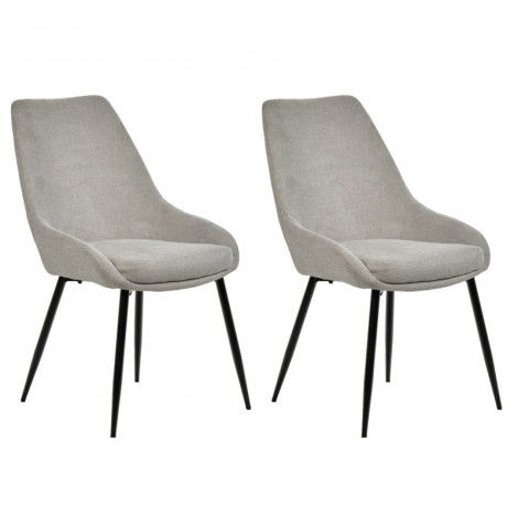 Lot de 2 chaises en tissu gris et pieds fins en métal noir - JAZZY 2|Chaise|Meuble et moi
