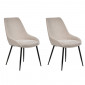 Lot de 2 chaises en tissu beige et pieds fins en métal noir - JAZZY 2|Chaise|Meuble et moi