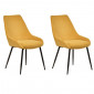 Lot de 2 chaises en tissu jaune et pieds fins en métal noir - JAZZY 2|Chaise|Meuble et moi