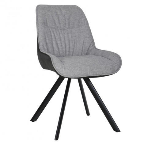 Chaise pivotante 180° tissu gris et microfibre pieds métal - JADEN|Chaise|Meuble et moi