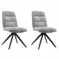 Lot 2 chaises pivotantes tissu doux gris pied croix métal noir - JULIE|Chaise|Meuble et moi