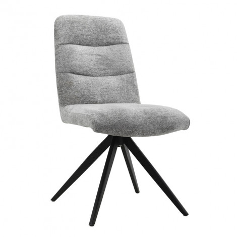 Chaises pivotante 360° tissu doux gris pied croix métal noir - JULIE|Chaise|Meuble et moi