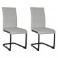 Lot de 2 chaises en tissu écru et pied luge en métal noir - VERDI|Chaise|Meuble et moi