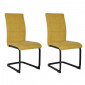 Lot de 2 chaises en tissu jaune et pied luge en métal noir - VERDI|Chaise|Meuble et moi