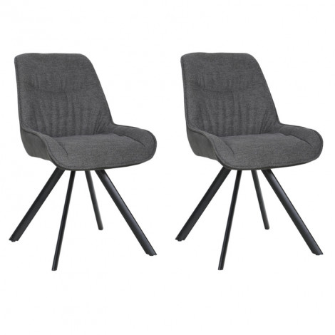 Lot de 2 chaises pivotantes en tissu gris foncé pieds métal - JADEN|Chaise|Meuble et moi