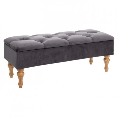Banc Coffre en Velours "Hiver" 102cm Gris|Banquettes / Bancs / Poufs|Paris Prix