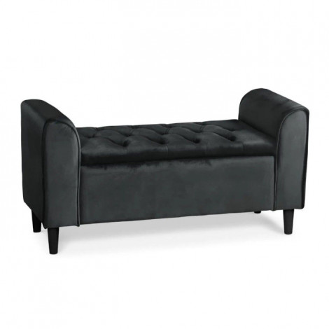 Banc Coffre en Velours "Turner" 114cm Noir|Banquettes / Bancs / Poufs|Paris Prix