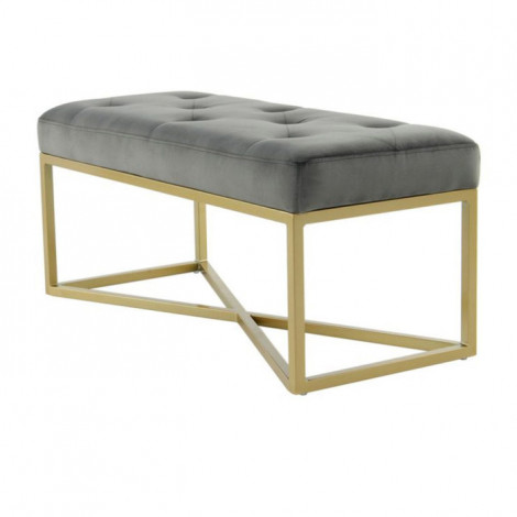 Banc Design Velours "Cameron" 90cm Gris & Or|Banquettes / Bancs / Poufs|Paris Prix