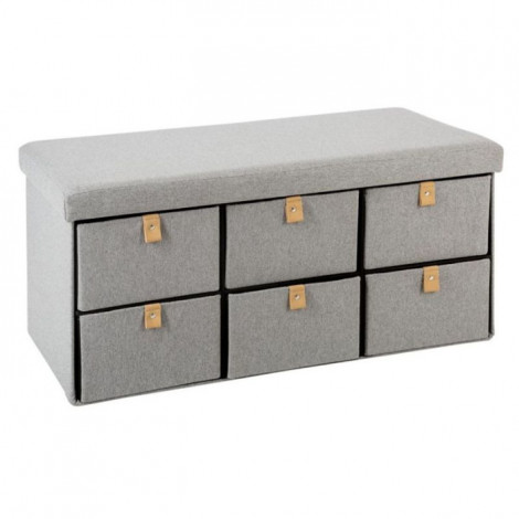 Banquette Pliable 6 Tiroirs "Suède" 76cm Gris|Banquettes / Bancs / Poufs|Paris Prix