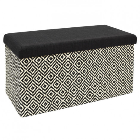 Banc Coffre Pliable "Tressé" 76cm Noir|Banquettes / Bancs / Poufs|Paris Prix