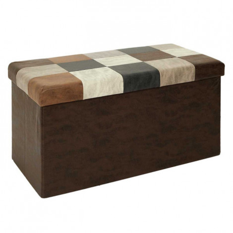 Banc Coffre Pliable Patchwork "Loic" 76cm Marron|Banquettes / Bancs / Poufs|Paris Prix