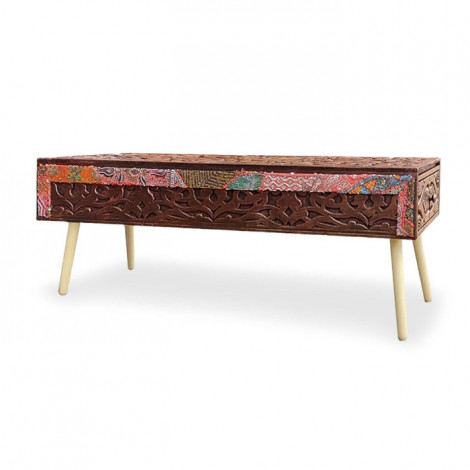 Banc 2 Tiroirs "Jodipa" 140cm Cuivre & Multicolore|Banquettes / Bancs / Poufs|Paris Prix