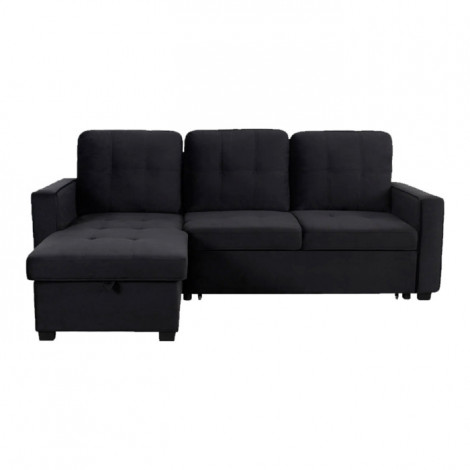 Canapé d'Angle Convertible "Rabano" 230cm Noir|Canape|Paris Prix