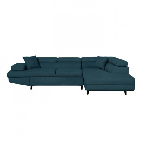 Canapé d'Angle Droit Convertible "Tean" 271cm Bleu Pétrole & Noir|Canape|Paris Prix