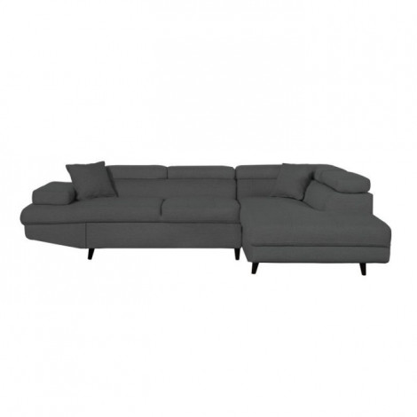 Canapé d'Angle Droit Convertible "Tean" 271cm Gris Foncé & Noir|Canape|Paris Prix