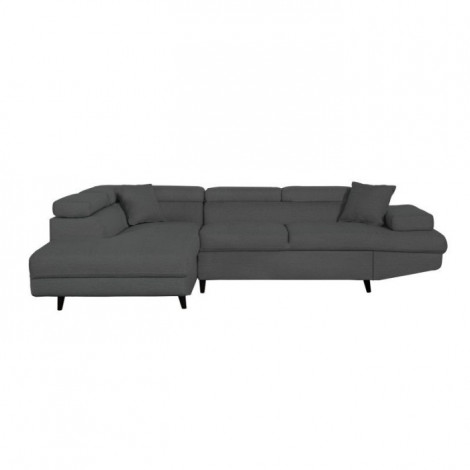 Canapé d'Angle Gauche Convertible "Tean" 271cm Gris Foncé & Noir|Canape|Paris Prix