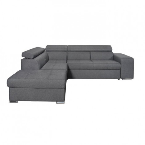 Canapé d'Angle Gauche Convertible "Zemy" 262cm Gris Foncé|Canape|Paris Prix