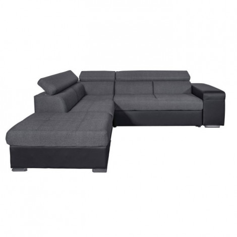 Canapé d'Angle Gauche Convertible "Zemy" 262cm Gris & Noir|Canape|Paris Prix