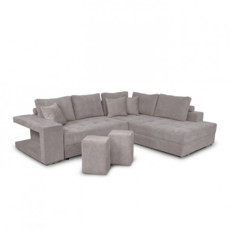 Canapé d'Angle Droit Convertible Niche à Gauche "Raly" 288cm Gris Clair|Canape|Paris Prix