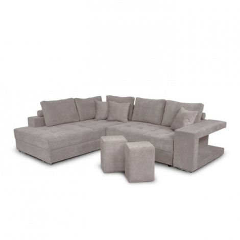 Canapé d'Angle Gauche Convertible Niche à Droite "Raly" 288cm Gris Clair|Canape|Paris Prix