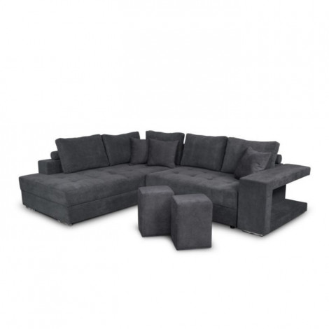 Canapé d'Angle Gauche Convertible Niche à Droite "Raly" 288cm Gris Foncé|Canape|Paris Prix